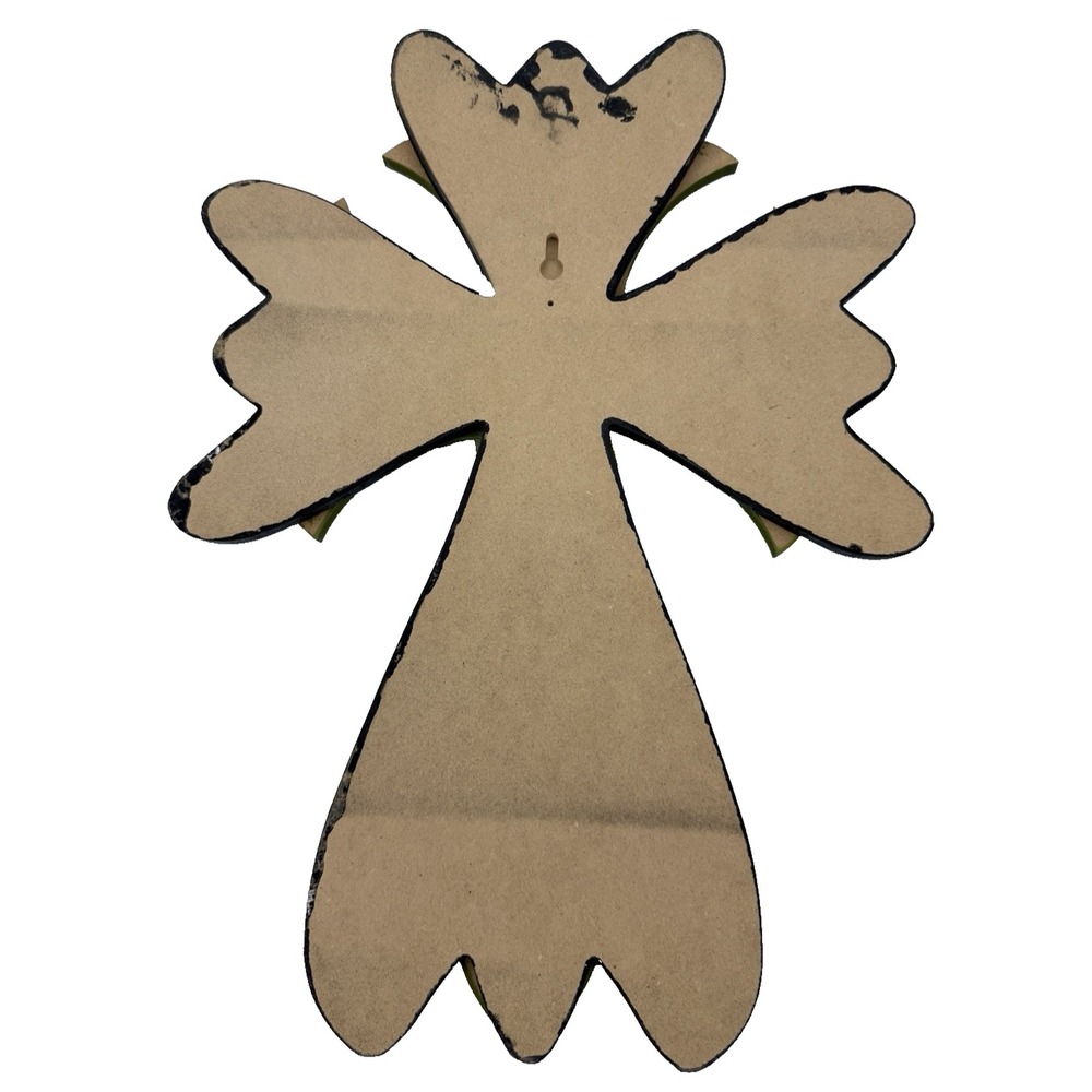Rustic Wooden Cross with Metal Fleur De Lis Cross Overlay 16" Wall Decor - Picture 7 of 10